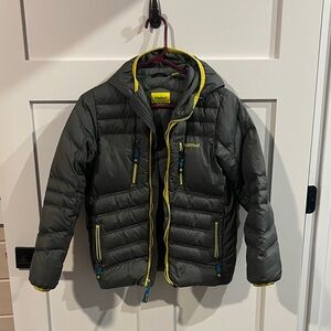 Marmot Charcoal Jacket with Bright Yellow Trim